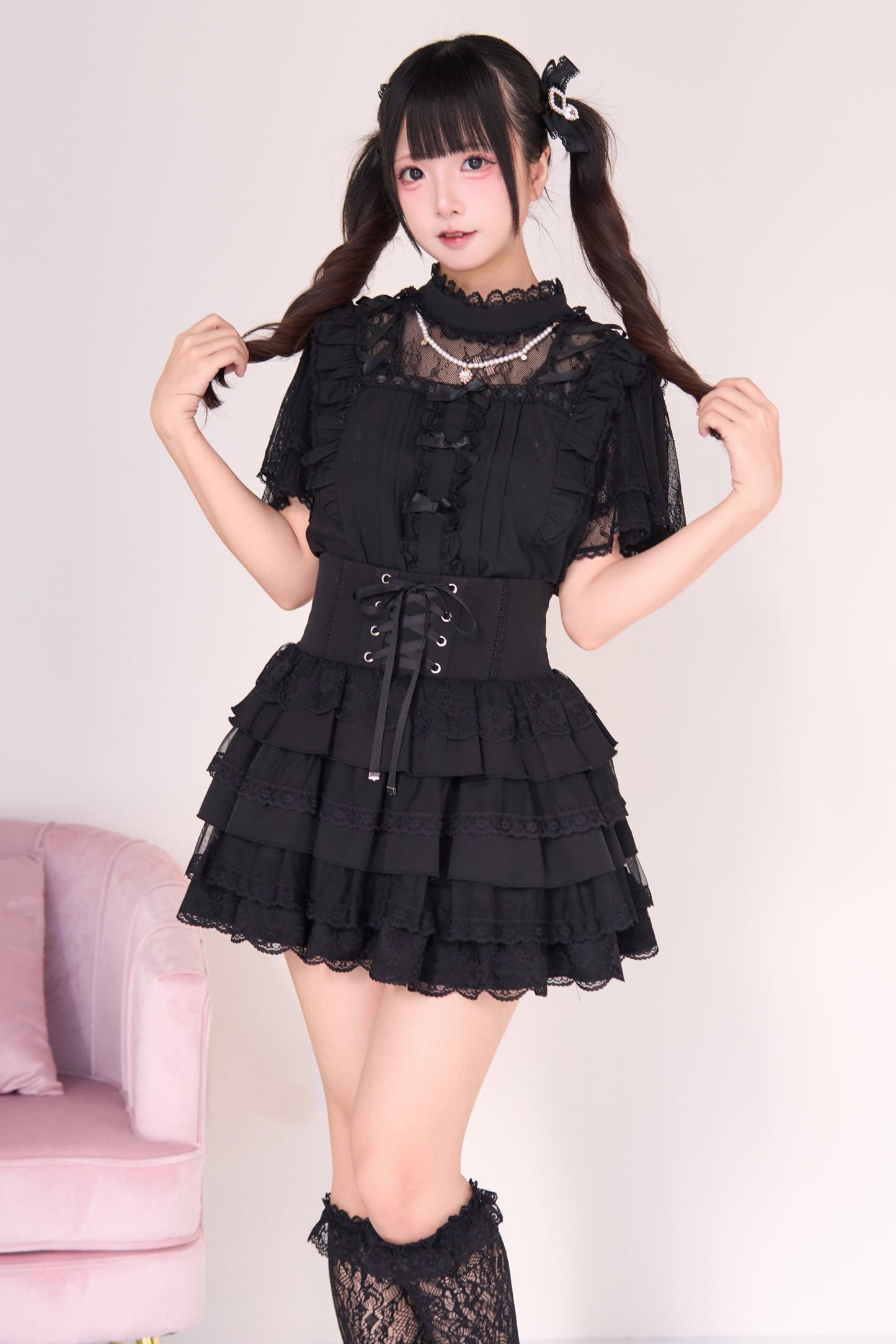 Jirai Lace Top + Tiered Skirt