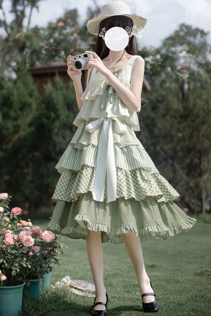[pre-order] Tiered Ruffled Sleeveless Dress + Ribbon
