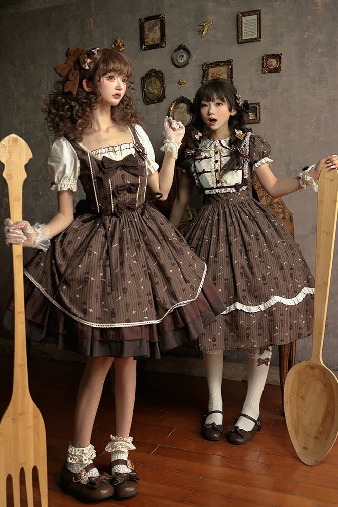 Doll Collar Brown Retro Princess Lolita Dress