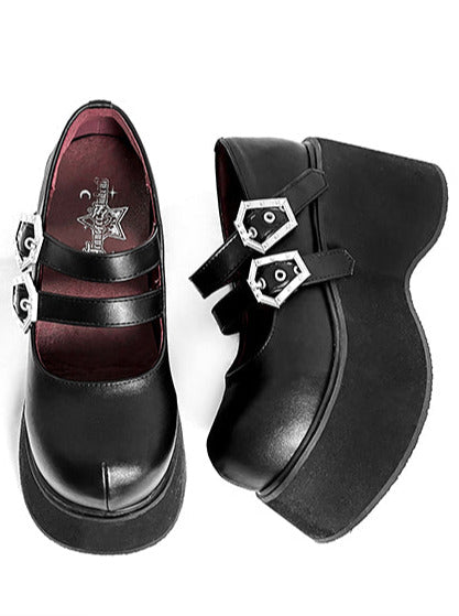 Retro Round Toe Gothic Punk Platform Shoes [matte/lace]