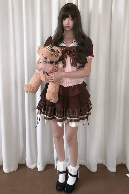 Strawberry Cocoa Doll Collar Top + Skirt