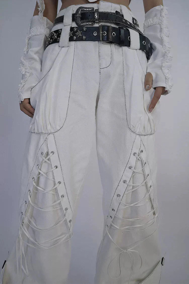 Double Waistband High Street Pants + Belt