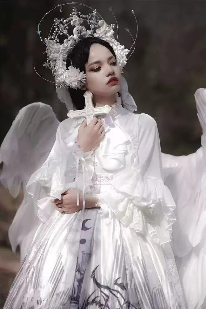 Moon Night Batwing Blouse + Brooch