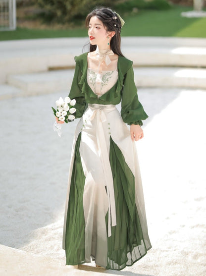 Lolita Chinese-style Top + Camisole + Long Skirt + Ribbon
