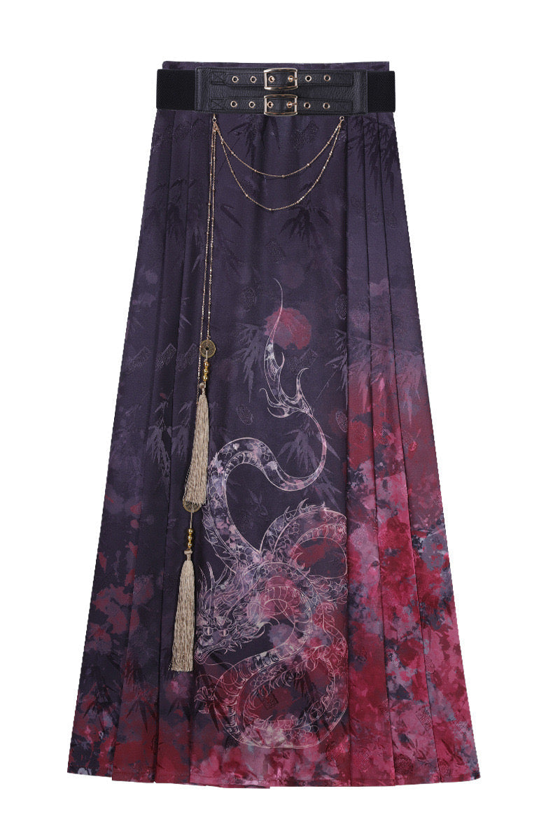 Fire China Long Coat + Top + Long Skirt