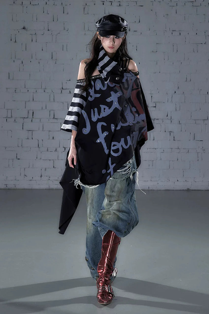 Asymmetrical Patchwork Cape Top