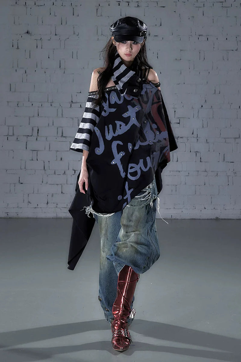 Asymmetrical Patchwork Cape Top