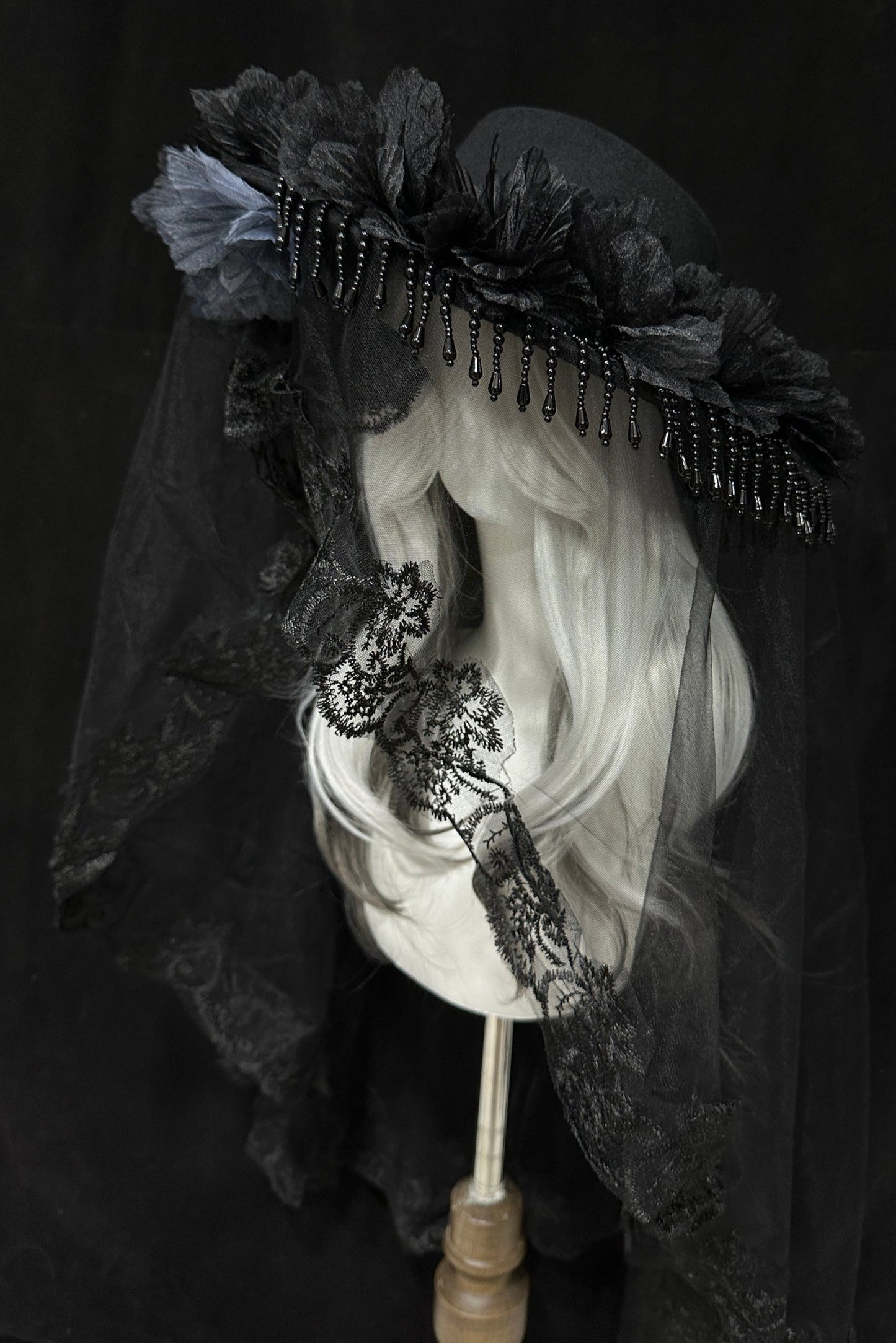 Sheer Dark Lace Gothic Hat