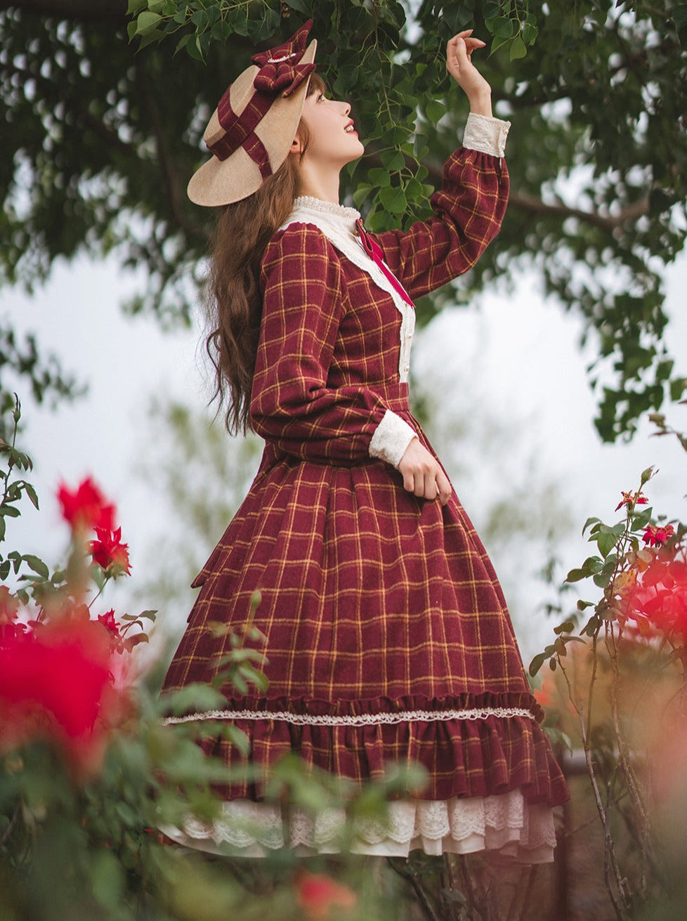 Retro Girl Volume Check Lolita Dress [pre-order]