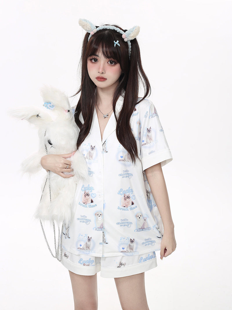 Dog & Cat Nightwear Set / Big Ribbon Girly Night Dress