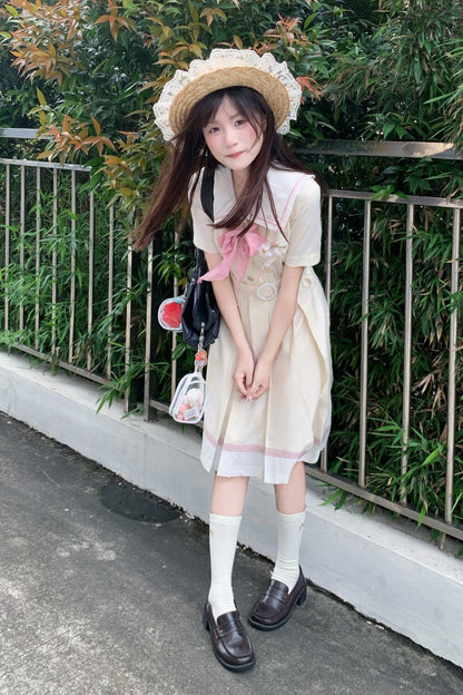 Milky Yellow Retro Jogakuin Dress