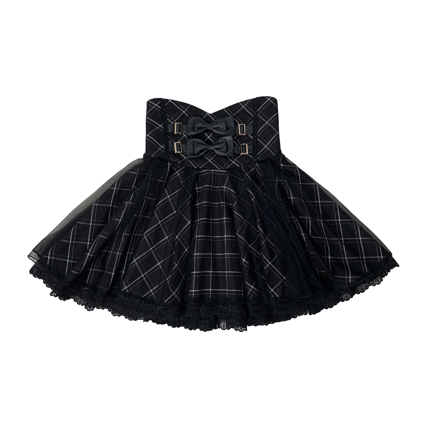 Jirai Off-the-shoulder Shirt + Plaid Skirt (with Inner Pants)