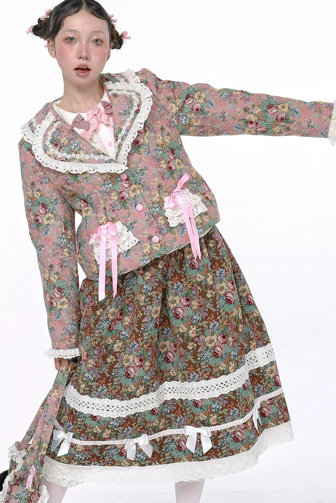 Retro Shawl + Ribbon Flare Skirt