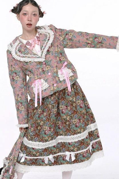 Retro Shawl + Ribbon Flare Skirt