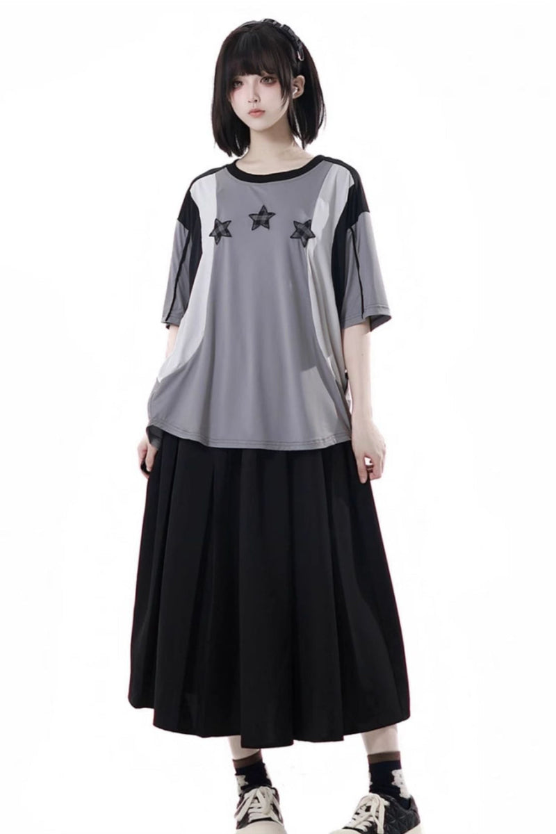 Mode Star Jersey Crew Neck Top + V Neck Top + Short Skirt + Long Skirt