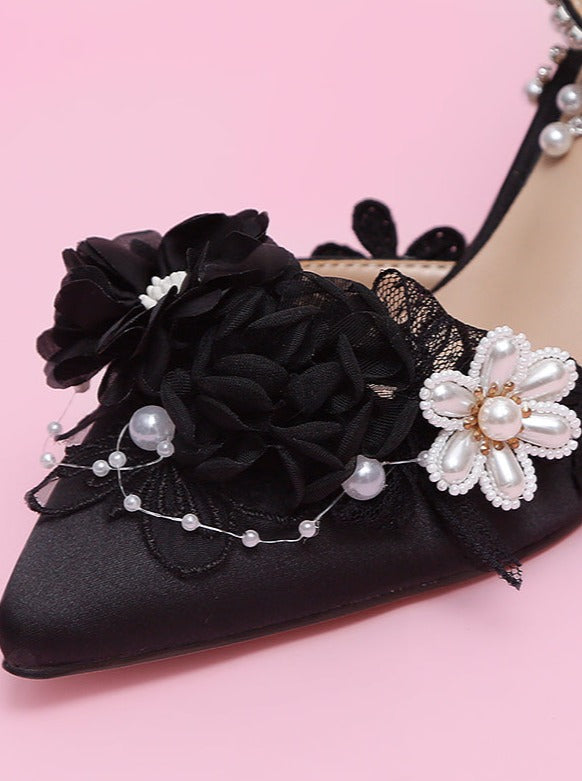 Heels With Pearl Rhinestones