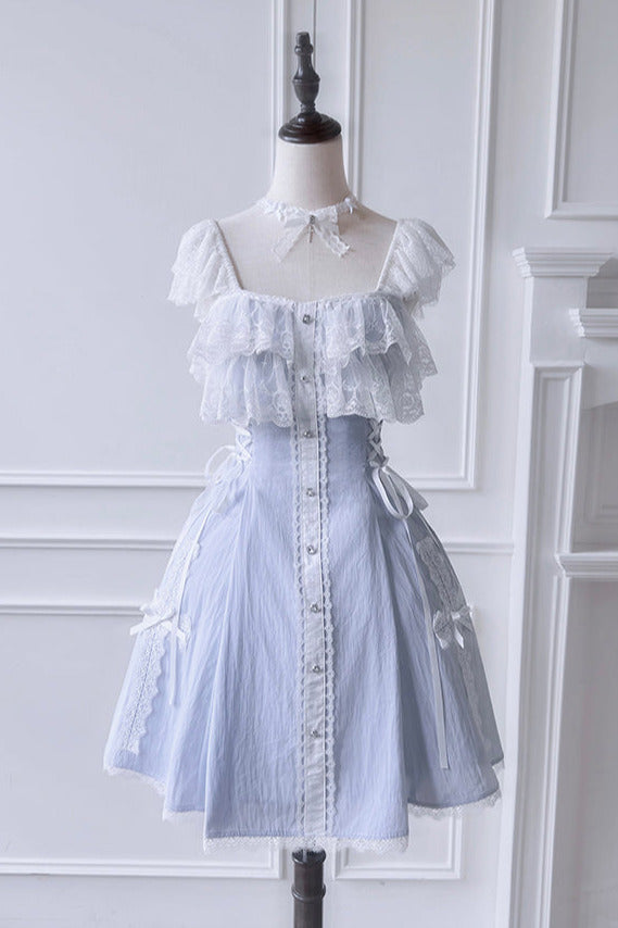 [reservations] Gothic Dark Mine Lace Flying Sleeve Dress + Choker