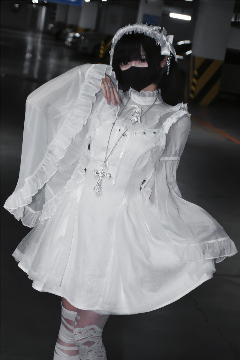 Jirai Bird Suspender Dress + Sheer Sleeve Top