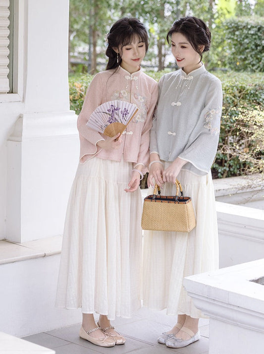 Spring Chinese-style Top + Long Skirt