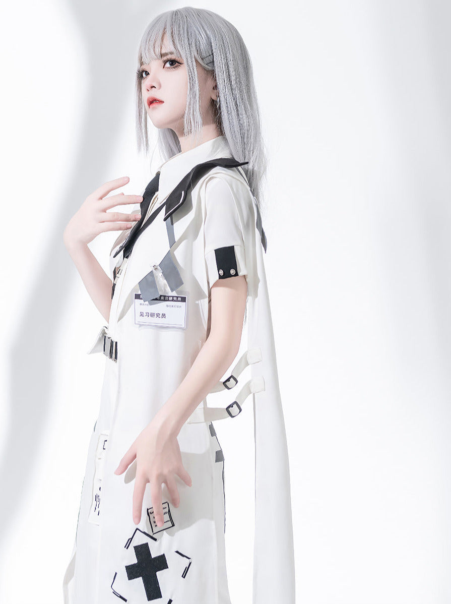 A Line Skirt Design Cape Suit [hoodie Cape + Shirt + Skirt + One Shoulder Cape]