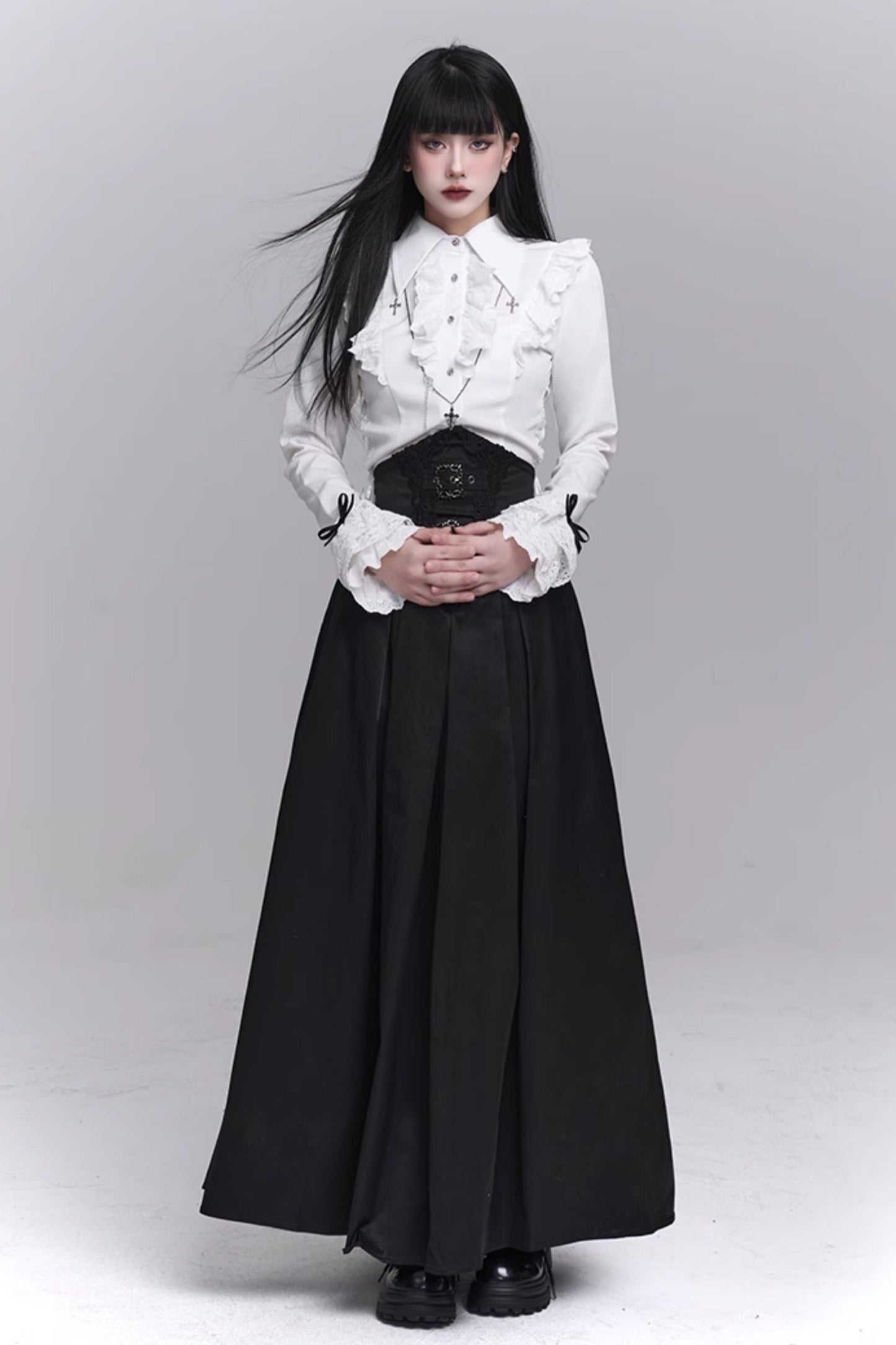 Gothic Style Subculture Top + Long Skirt
