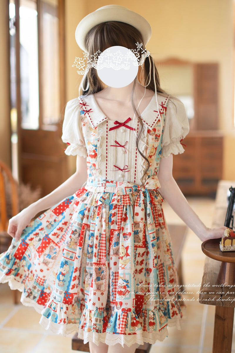 Retro Pop Doll Patchwork Dress