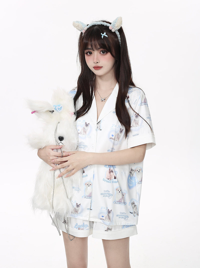 Dog & Cat Nightwear Set / Big Ribbon Girly Night Dress