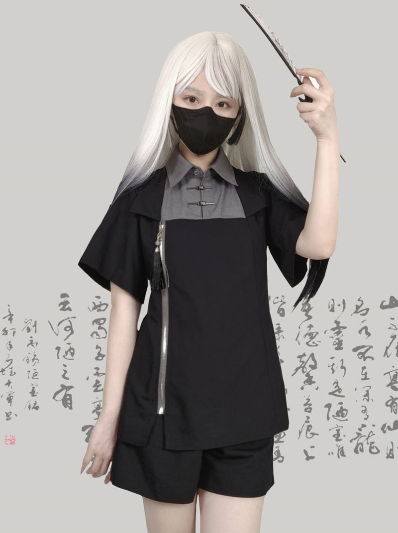 Chinese-style Mode Summer Top + Shorts