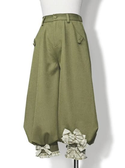 Secret Morning Post Green Tea Color Retro Sweet Cool Vest Shirt Cropped Pants