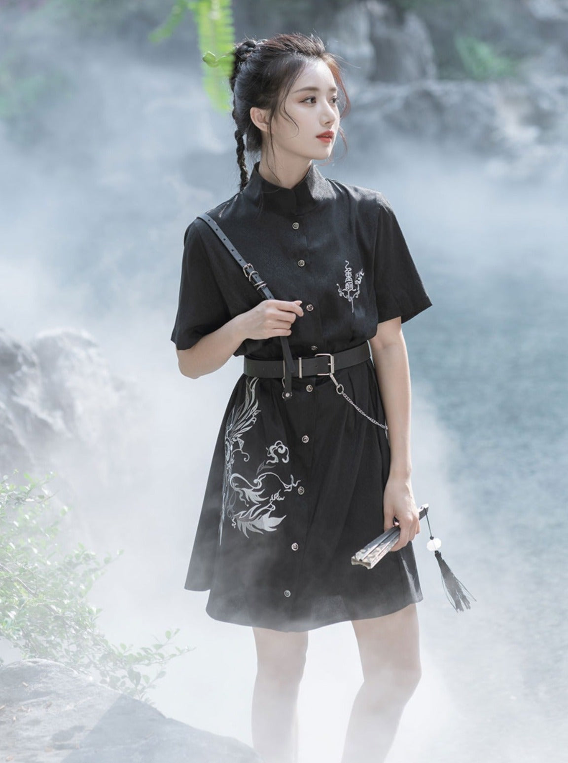 Dragon Design Mode Slim Shirt Dress