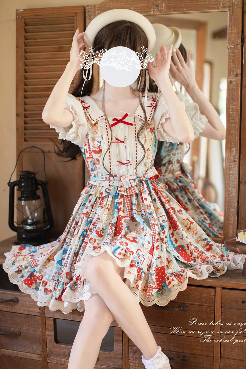 Retro Pop Doll Patchwork Dress