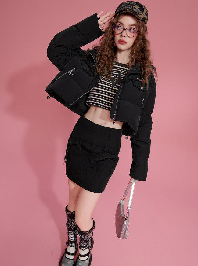 Duck Down Short Jacket + Skirt Set