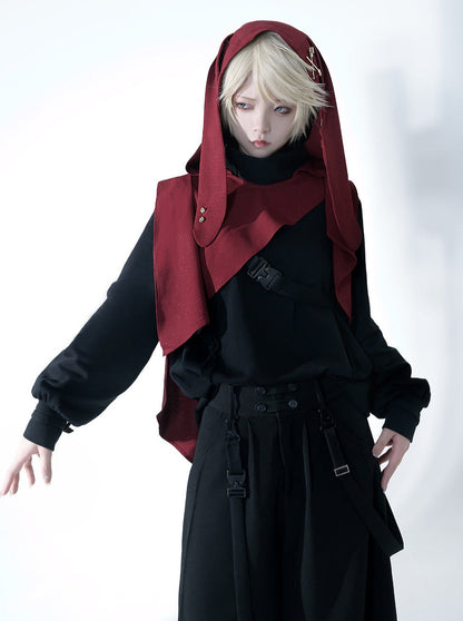 Dark Cool Jacket + Capri Pants + Hooded Scarf