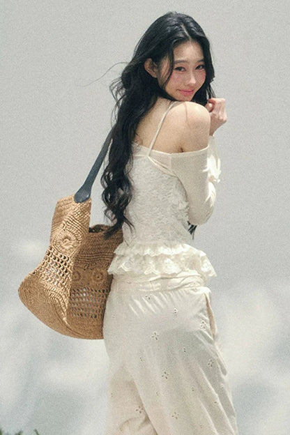 Lace Asymmetrical Strap Top