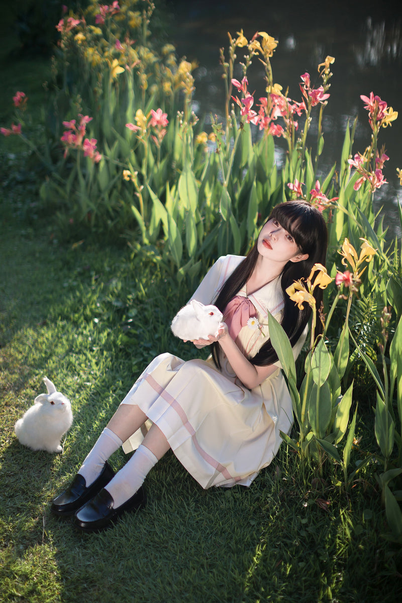 Milky Yellow Retro Jogakuin Dress