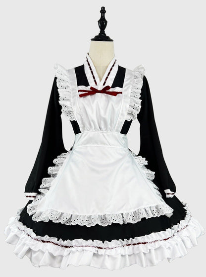 Monochrome Maid Ruffled Dress