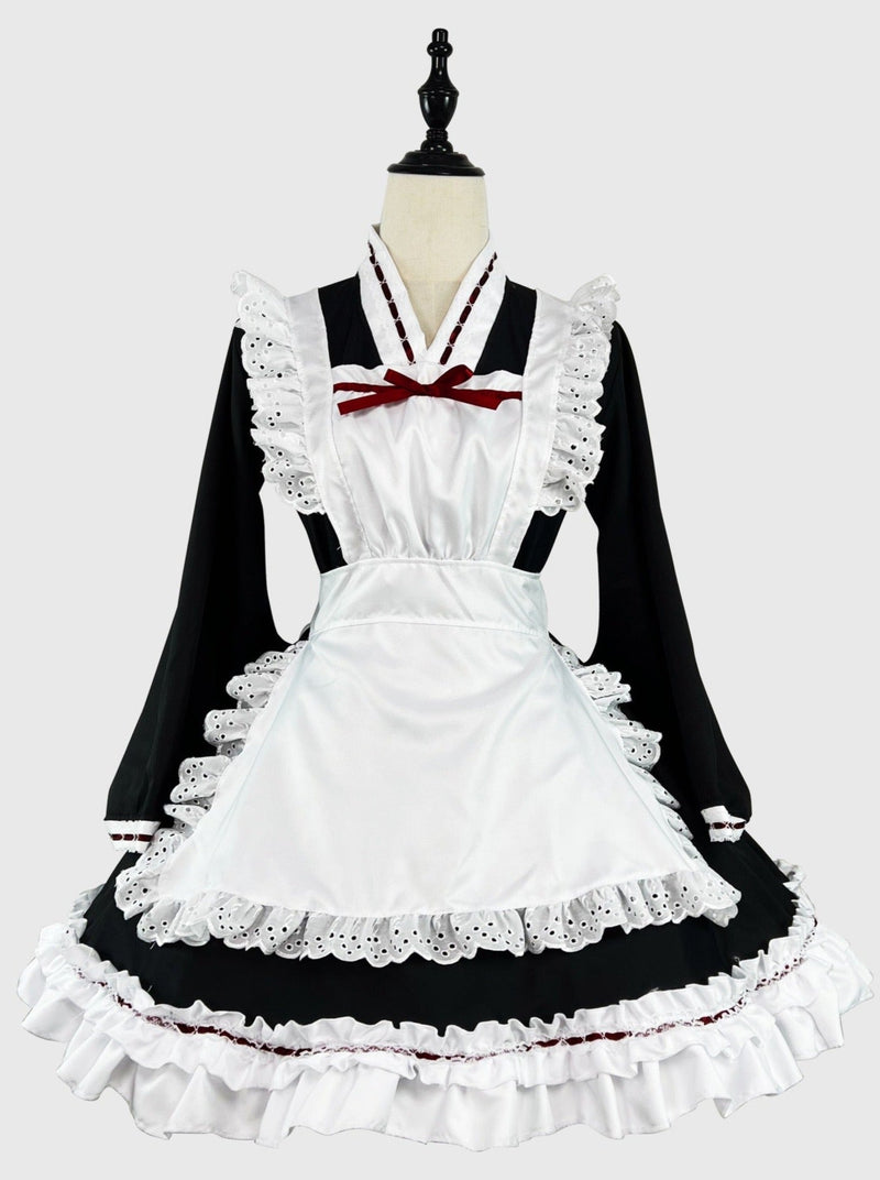 Monochrome Maid Ruffled Dress