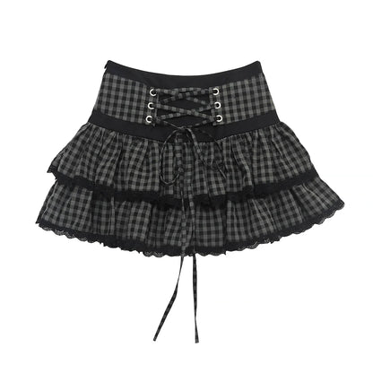 Jirai Y2k Dark Top + Lace-up Skirt