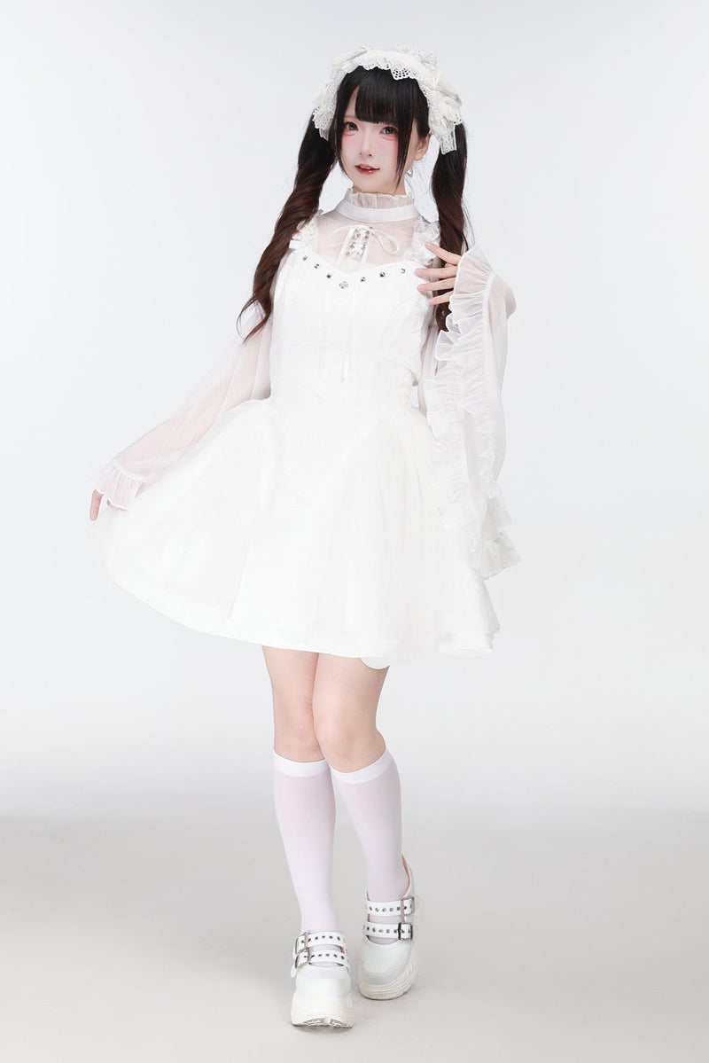 Jirai Bird Suspender Dress + Sheer Sleeve Top