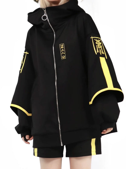 Dark Neon Chinese-style Jacket + Shorts + Long Pants + Leg Warmers + Hair Accessories [pre-order]