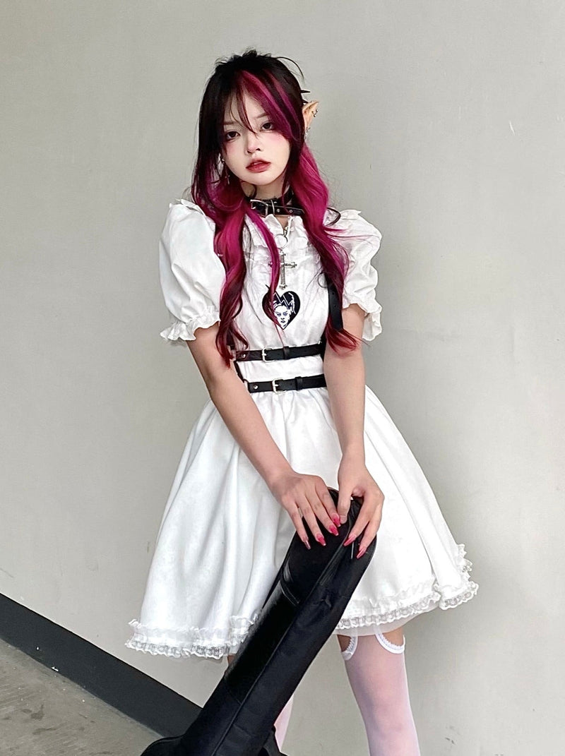 Dark Angel Lace Slip Dress + Belt Band