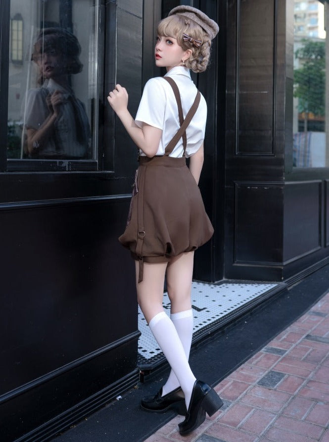 Retro Boy Brown Vest + Shirt + Balloon Pants