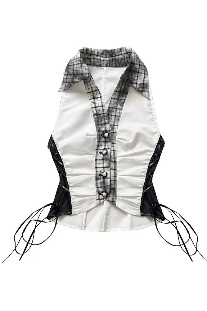 Y2k Dark Patchwork Vest Top