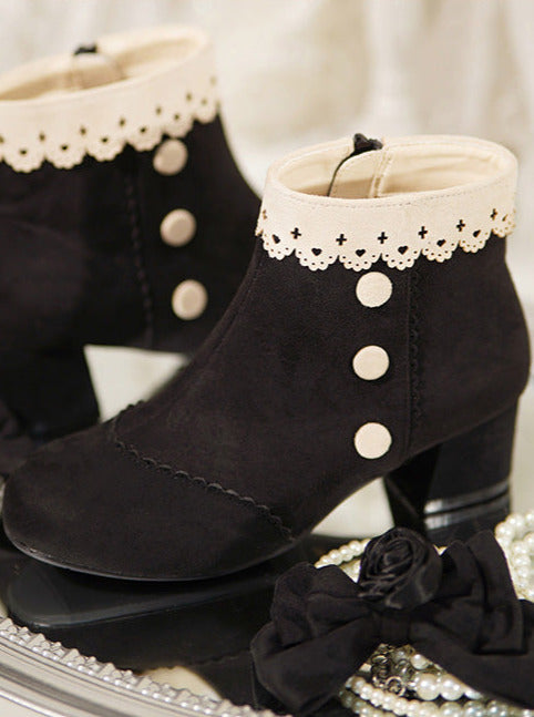 Drop Rose Lace Ribbon Lolita Short Boots