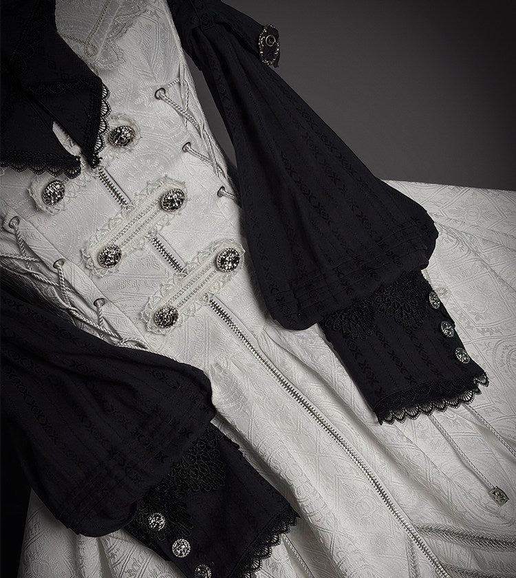 [pre-order Deadline: February 23] Dawnbreaker Gothic Ruffle Stand Collar Jacquard Ribbon Shirt