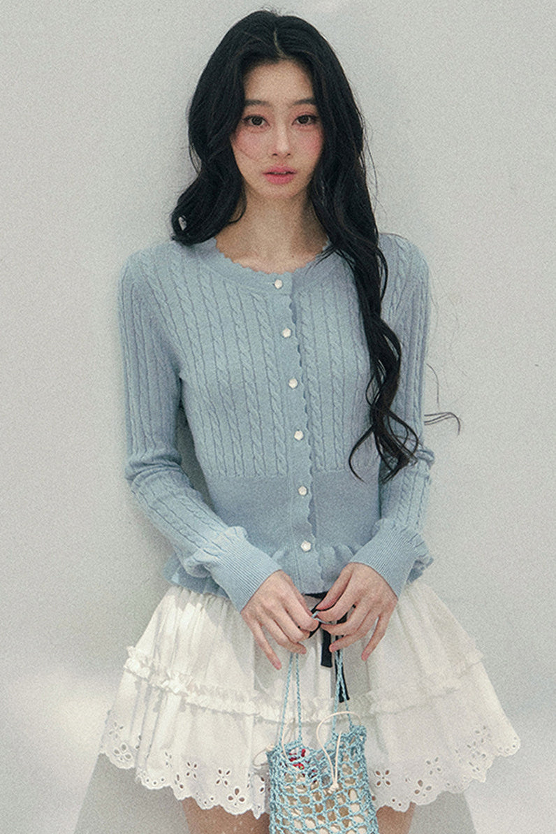 Pearl Crochet Ruffled Sweater