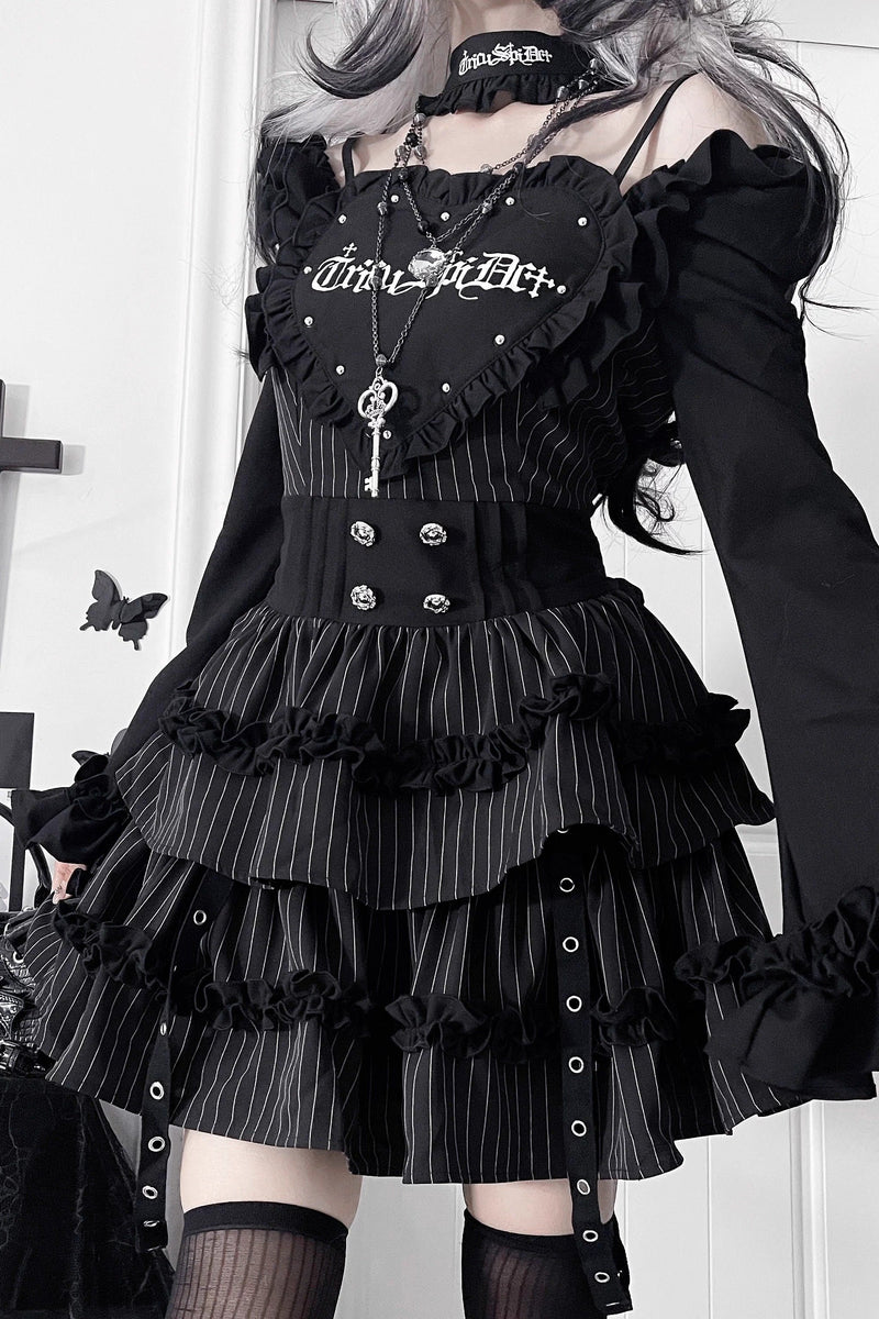 Subculture Gothic Dark Slim Long Sleeve Dress
