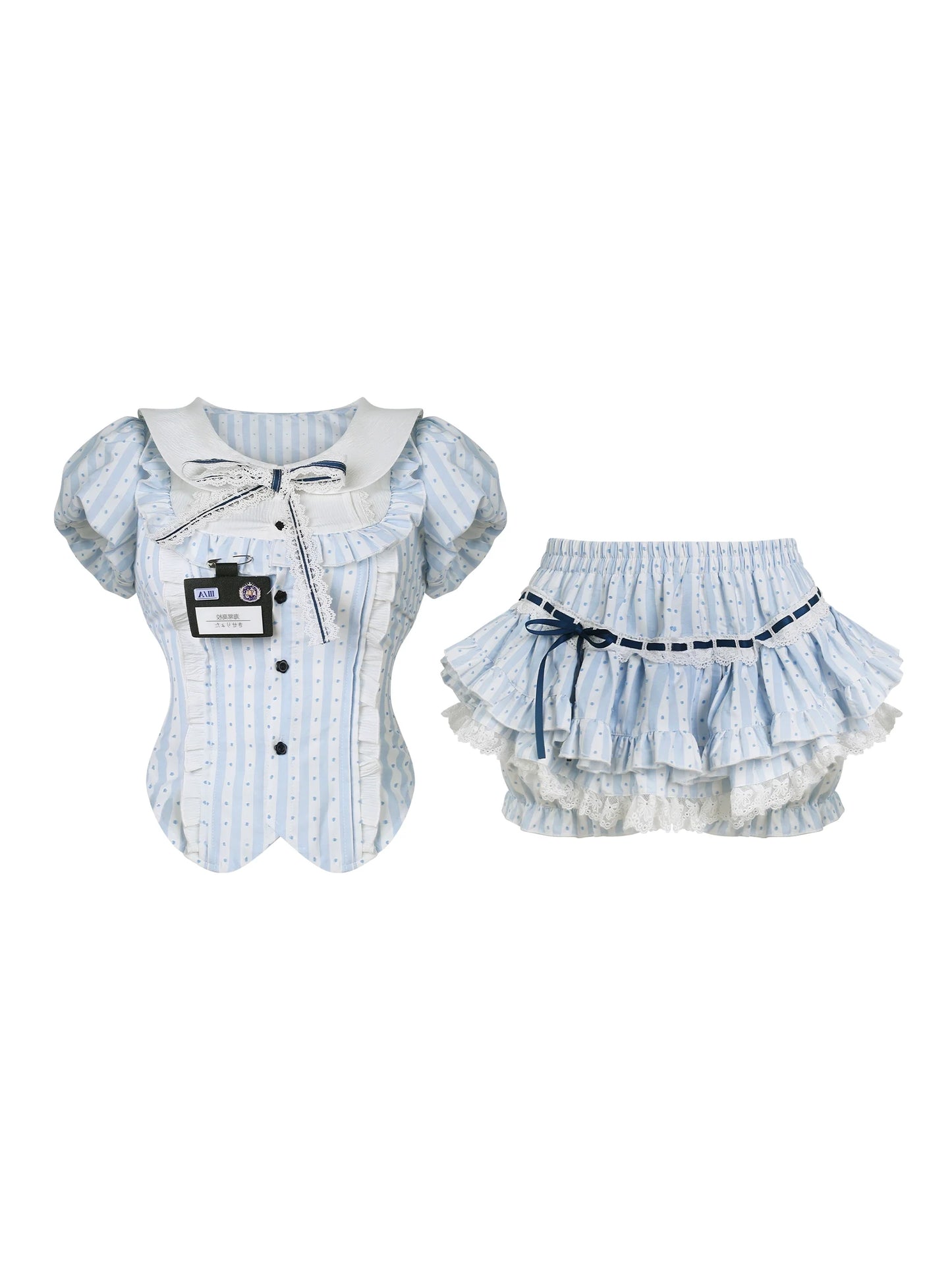 Coconut College Stripe Top & Tiered Skirt