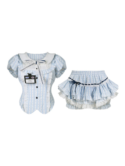 Coconut College Stripe Top & Tiered Skirt