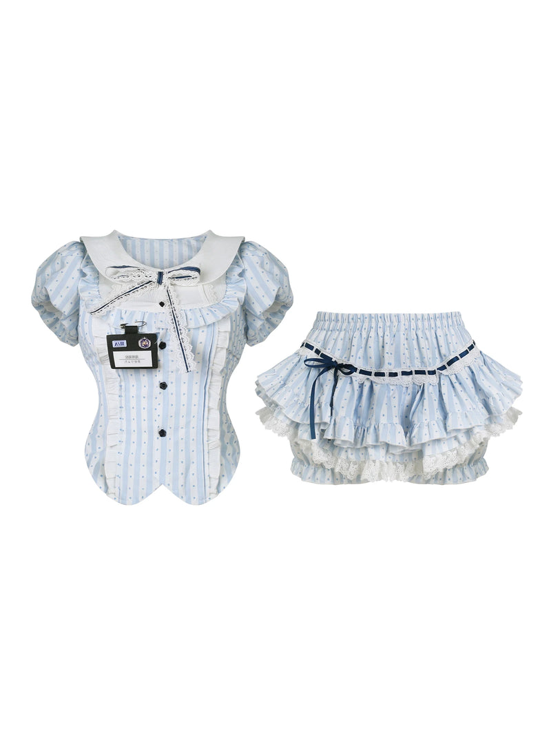 Coconut College Stripe Top & Tiered Skirt